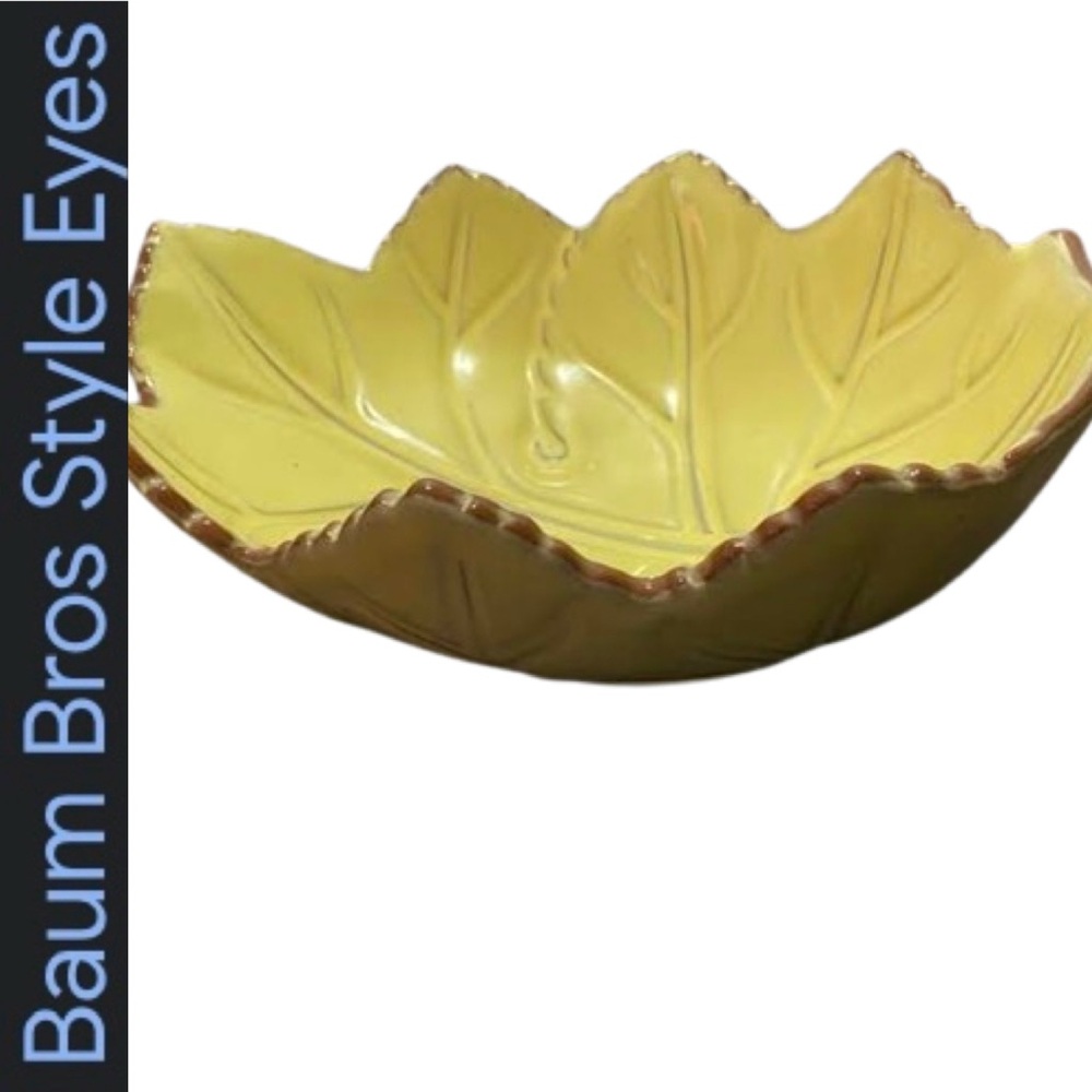 🍂 Large Ceramic Leaf Bowl Style Eyes by Baum Bros Naturals Collection